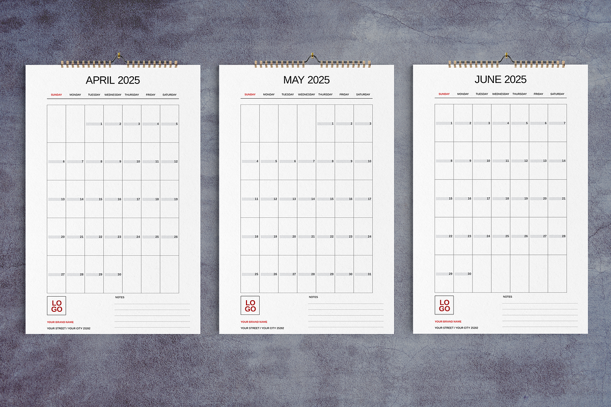 2025 Wall Calendar Minimal Grid, a Stationery Template by Boris Cupac (Photo 3 of 5)