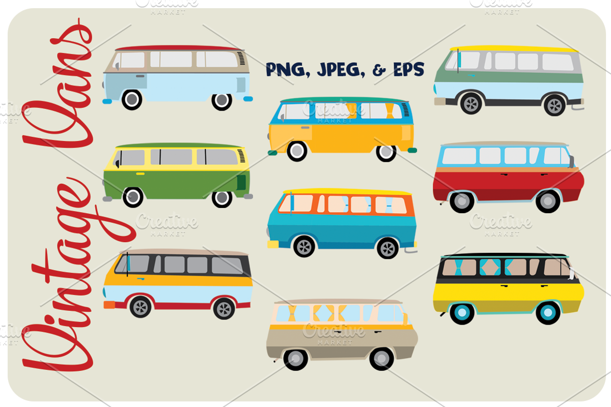 Vintage Van Illustrations, an Illustration by Digibonbons (Photo 2 of 2)