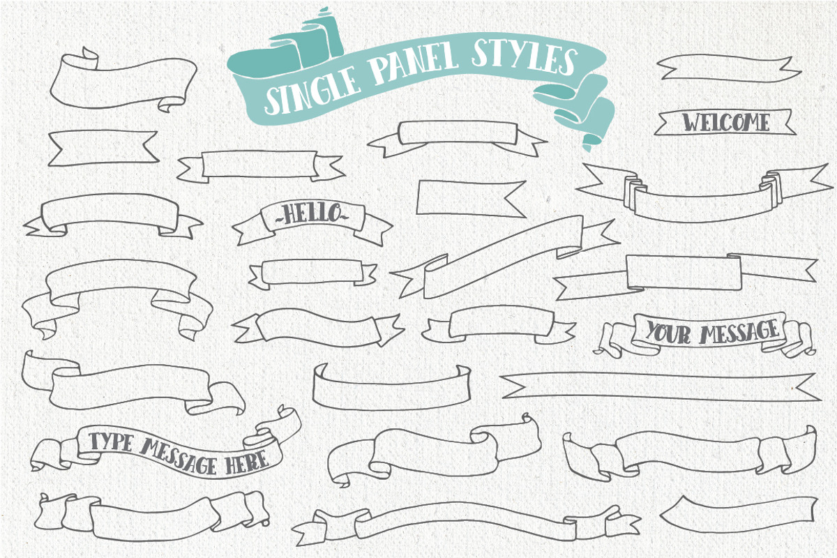Hand Drawn Banners & Ribbons Bundle preview 2