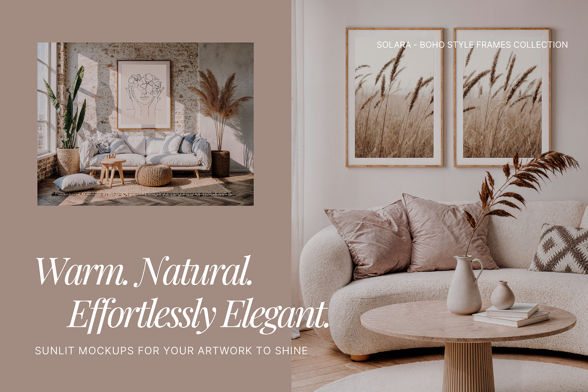 SOLARA Boho Frame Mockup (11 PSD), a Mockup by vikes.art (Photo 2 of 8)