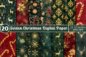 Golden Christmas Digital Papers