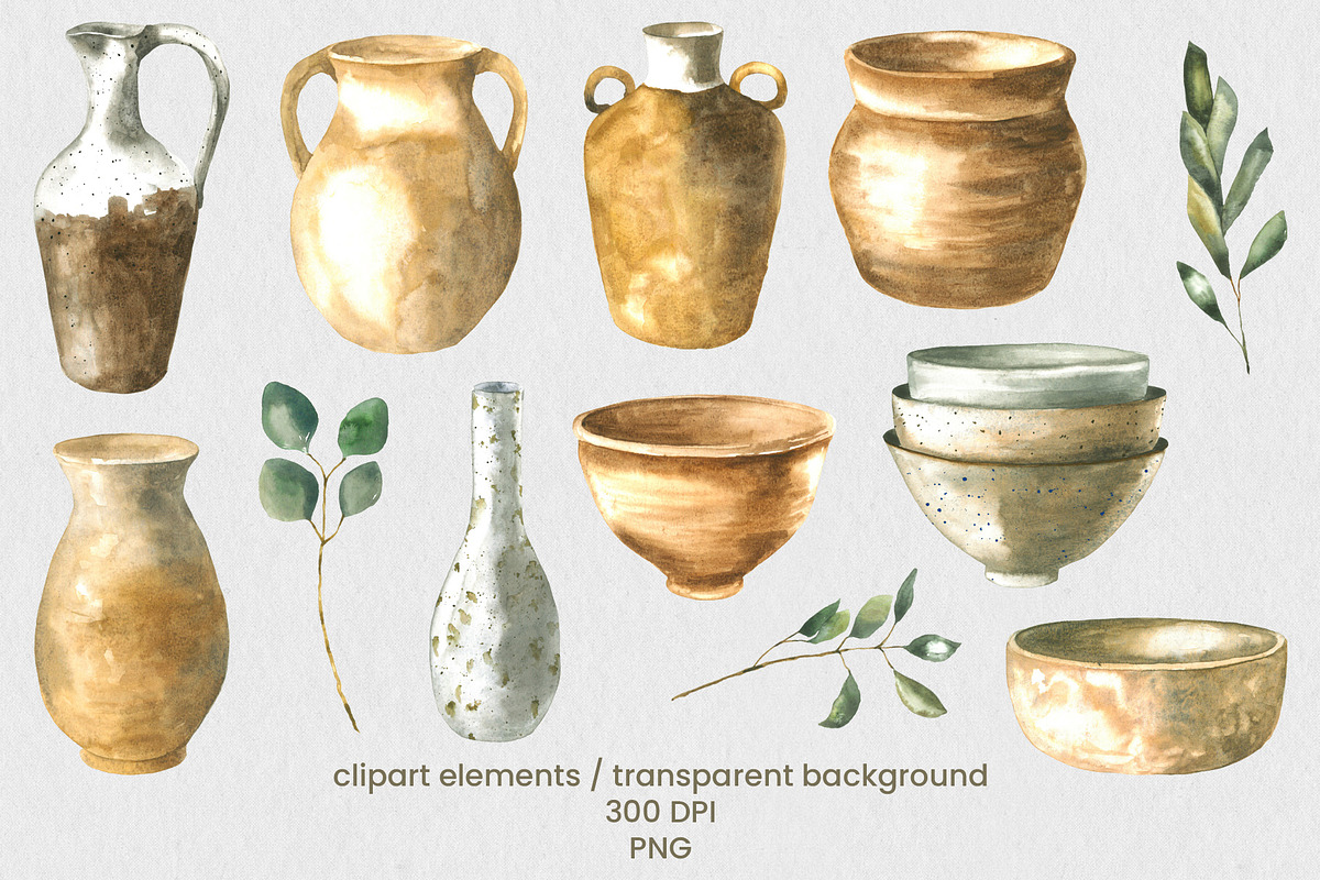 Artisan Pottery Ceramics Collection, an Object Illustration by foxsong (Photo 3 of 13)