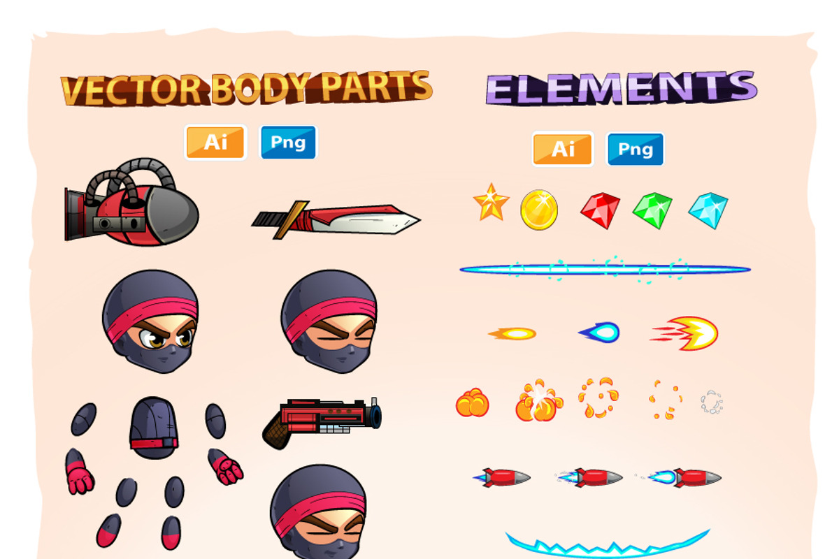 Ninja 2D Game Character Sprites, an Illustration by DionArtworks (Photo 3 of 4)