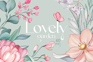 Lovely garden. Floral illustrations