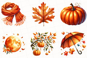 Watercolor Orange Autumn Clipart, an Illustration by OK Design (Thumbnail 4 of 5)