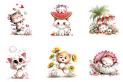 Whimsical Summer Cat Clipart, a Seasonal Illustration by CreationArt (Thumbnail 4 of 5)