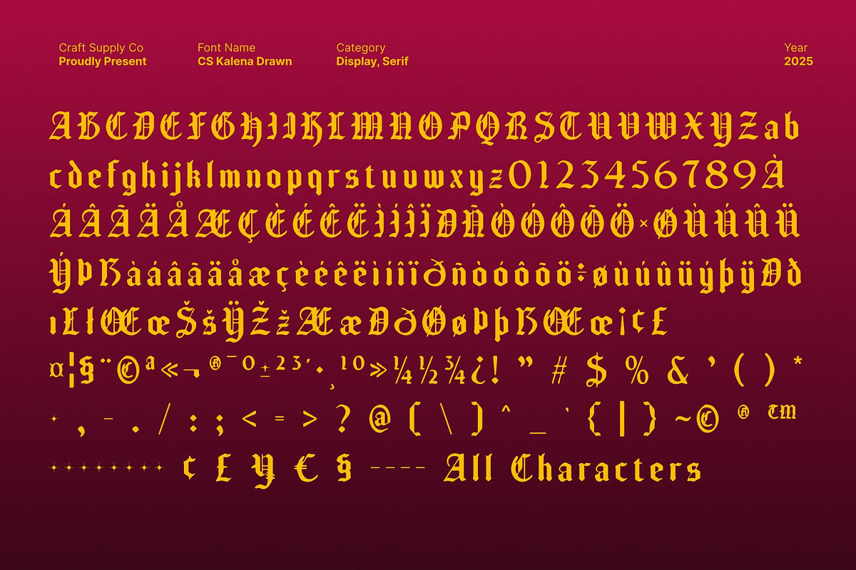 CS Kalena Drawn, a Blackletter Font by Craft Supply Co. (Photo 8 of 8)