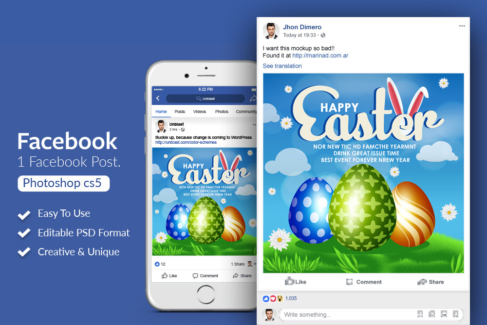 Happy Easter Facebook Post Banner, a Templates & Theme by Psd Templates
