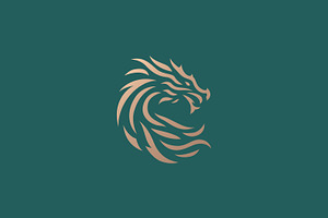 Dragon Head Logo Gold Mythology, a Branding & Logo Template by Signatoro