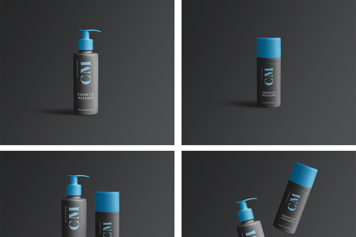 Cosmetic Product Bottle Mockups, a Packaging Mockup by Graphicsfuel (Photo 3 of 4)