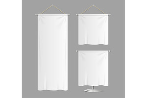 Textile Banners With Folds Set.