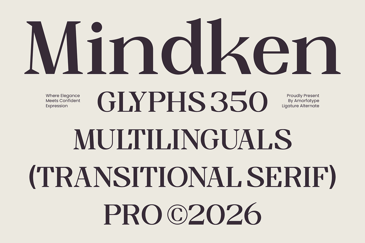 Mindken Transitional Serif Font, a Serif Font by AmorfaType (Photo 1 of 10)