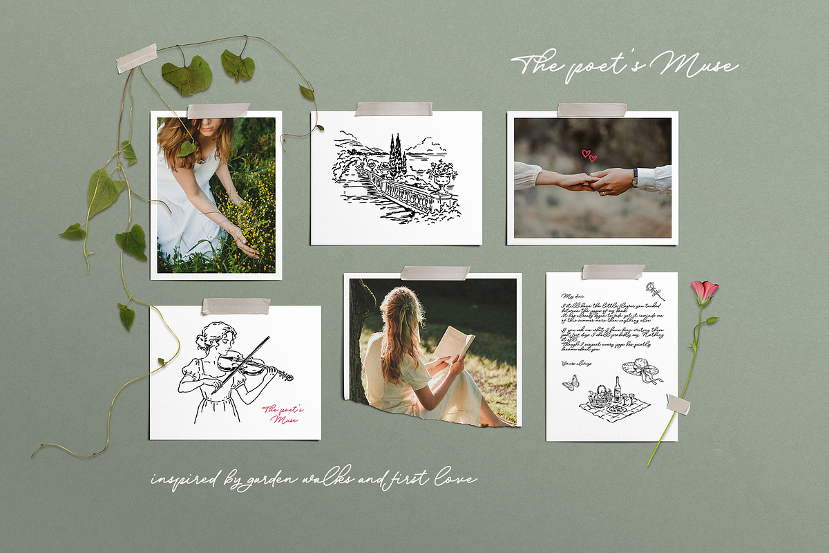 THE POET'S MUSE: Line Art Collection, a Decorative Illustration by long summer (Photo 6 of 13)