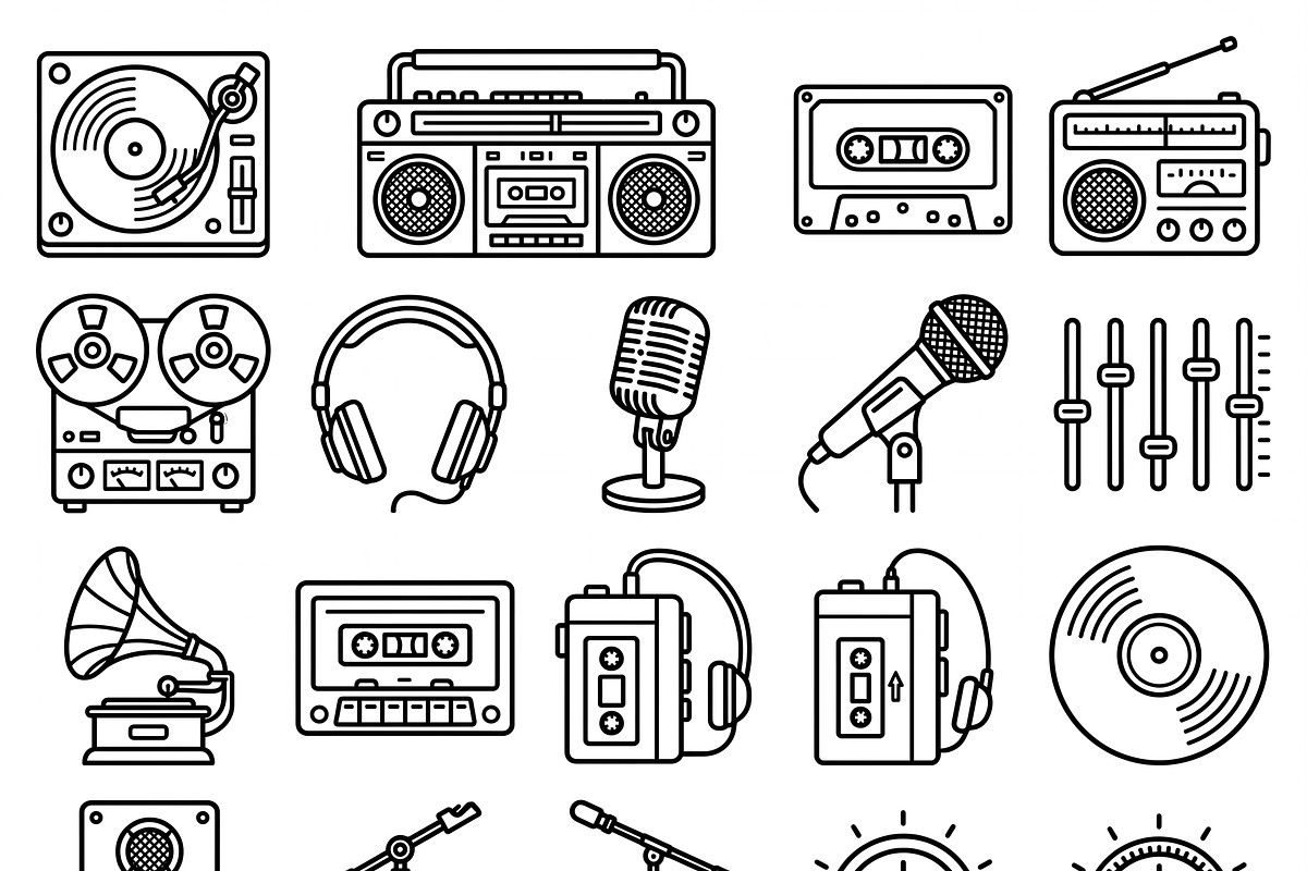 Bundles Vintage Music Outline Icons, an Outline Icon by adenpinkstore (Photo 1 of 5)