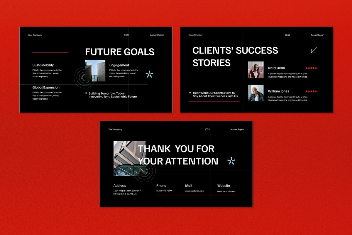 Black Red Annual Report PPT, a Presentation Template by graphicook (Photo 5 of 5)