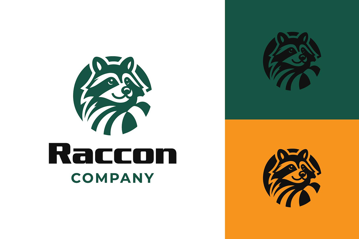Racoon In Negative Space Logo Design, a Branding & Logo Template by funpixel