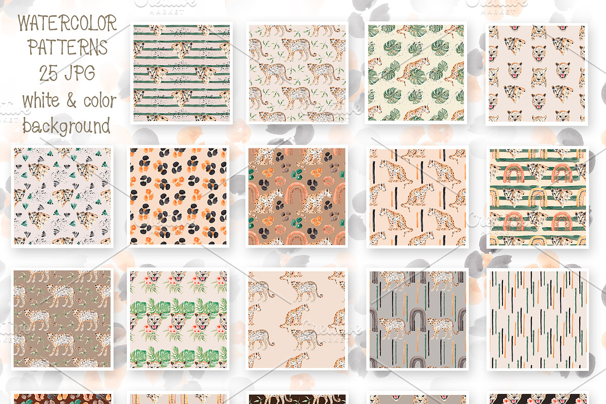 Watercolor Leopard Pattern, a Pattern Graphic by MayaNavits (Photo 3 of 8)
