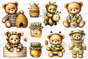 Bear and Bee Watercolor Clipart, an Animal Illustration by Maysa Art (Thumbnail 2 of 6)