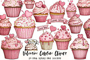 Valentine Cupcake Clipart, an Illustration by OK Design (Thumbnail 1 of 6)