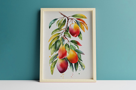 Mango Watercolor Poster for Print, a Poster Template by DigitalFad
