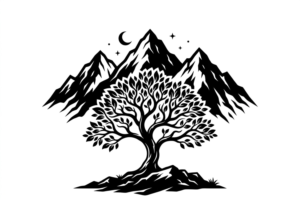 50 Sacred Mountain Tree Silhouette, an Empty State Illustration by Amazin_art (Photo 37 of 37)