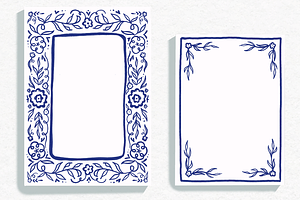 Blue Floral Frame Wedding Clipart