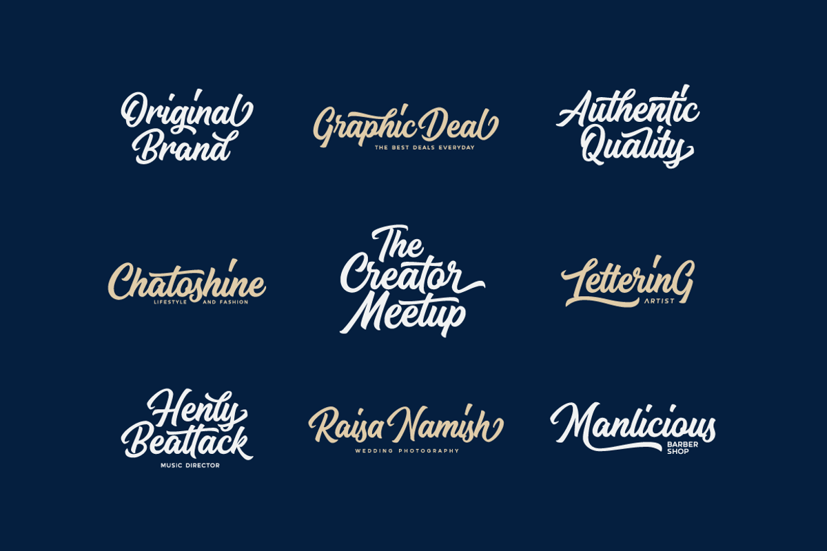 Magehand Logo Font, a Script Font by Typia Nesia (Photo 9 of 10)