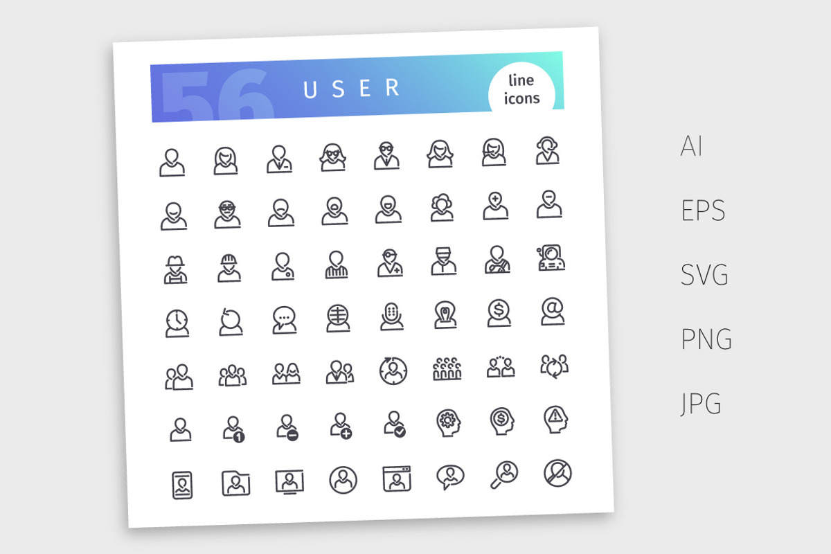 User Line Icons Set, an Outline Icon by Voysla's Shop (Photo 4 of 4)