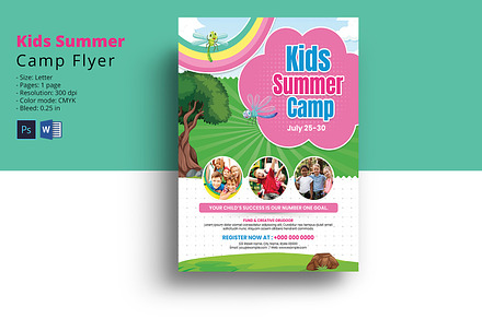 Kids Summer Camp Flyers, a Poster Template by Template Shop