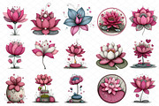 Watercolor Water Lily Clipart, an Illustration by cherrydesign (Thumbnail 3 of 4)