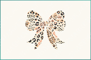 Leopard Bow PNG, Coquette Ribbons