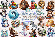 Watercolor Baby Animal Nursery Clipa, an Illustration by SVGArt (Thumbnail 1 of 8)