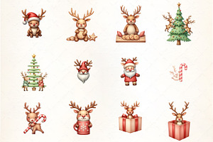 Funny Reindeer Christmas Clipart, an Illustration by CrexoraLab