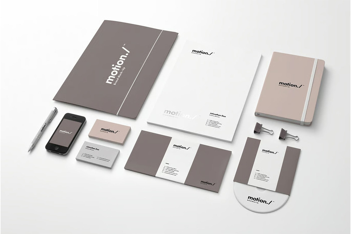 Motion Branding Print Pack Mockup, an Advertising Mockup by zippypixelstudio (Photo 5 of 9)
