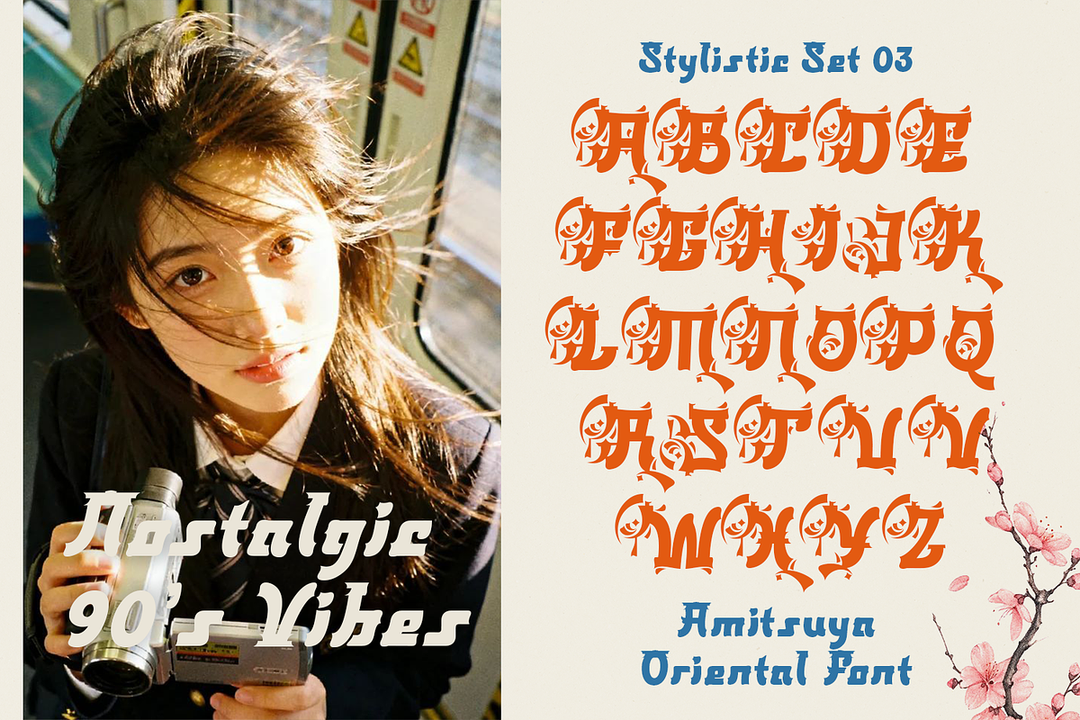 Amitsuya - Oriental Japanese Font, a Blackletter Font by madeDeduk (Photo 7 of 9)