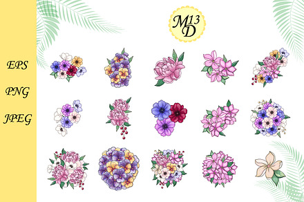 Set of beautiful flowers