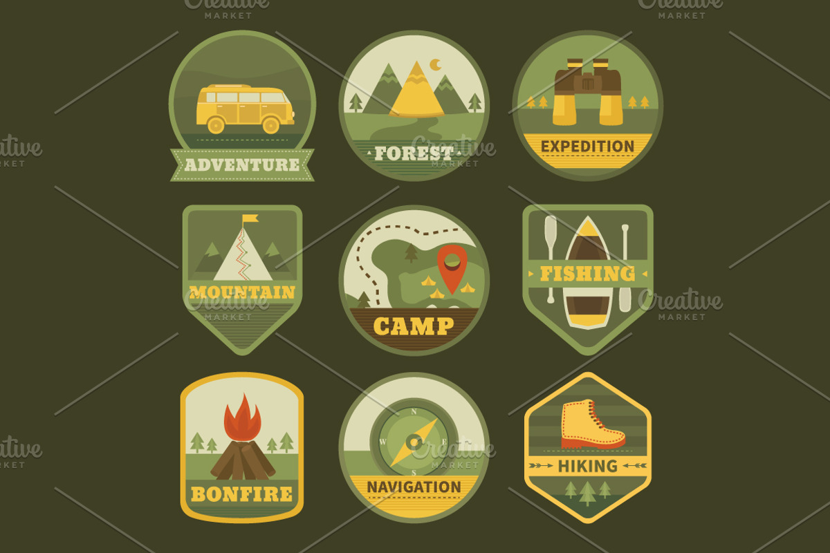 18 Camping logos templates, a Branding & Logo Template by Dasha Efremova (Photo 3 of 3)