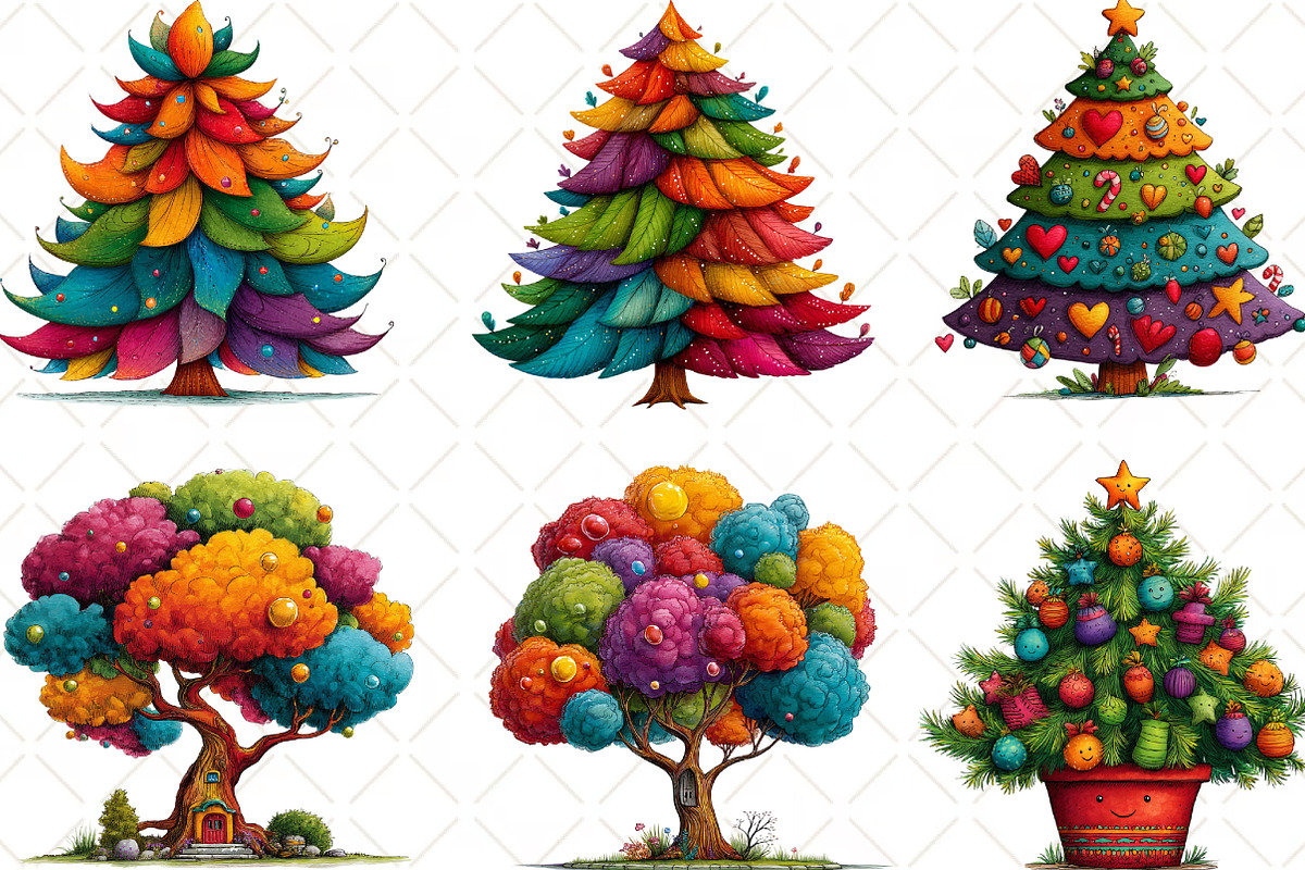 Christmas Tree Clipart, an Illustration by Black Bird Studio (Photo 6 of 6)