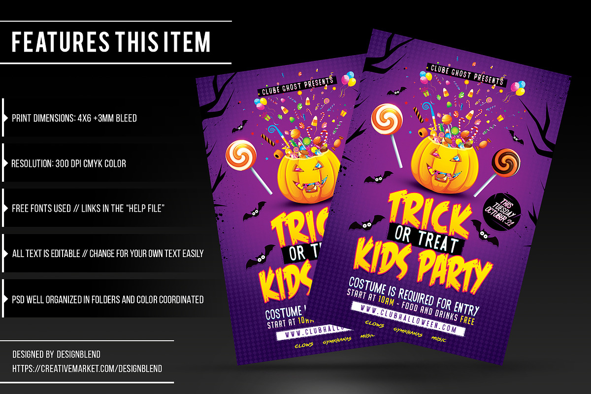 Halloween Kids Party - PSD Template, a Flyer Template by designblends@gmail.com (Photo 2 of 3)