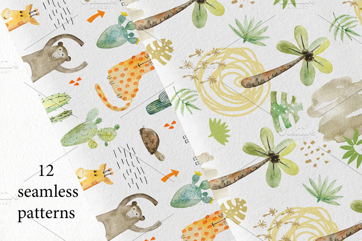 Watercolor safari clipart. Alphabet., an Animal Illustration by TaPilipa (Photo 13 of 13)