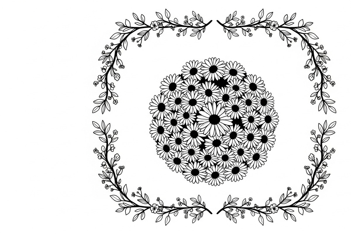 Charming daisy circle decor design, an Illustration by Amazin_art (Photo 25 of 27)