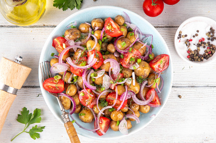 Homemade young potatoes salad