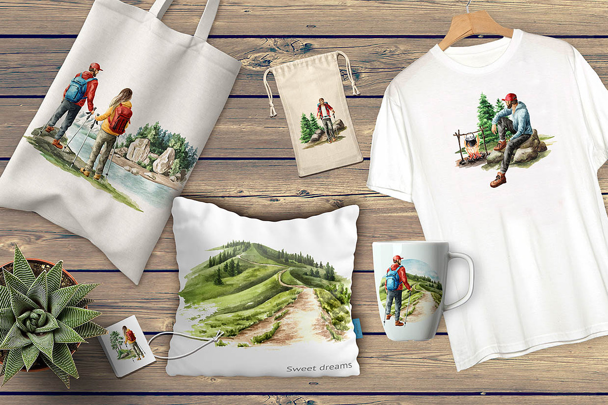 Let's Hiking! Watercolor set, a Person Illustration by Daria Ustiugova (Photo 13 of 13)