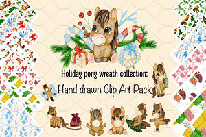 Holiday Pony Clipart & Pattern Bundl
