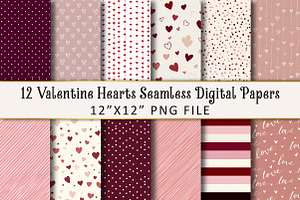 Valentine Hearts Seamless Patterns, a Pattern Graphic by OK Design