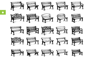 Vintage Park Bench Set, an Object Graphic by RT Studio