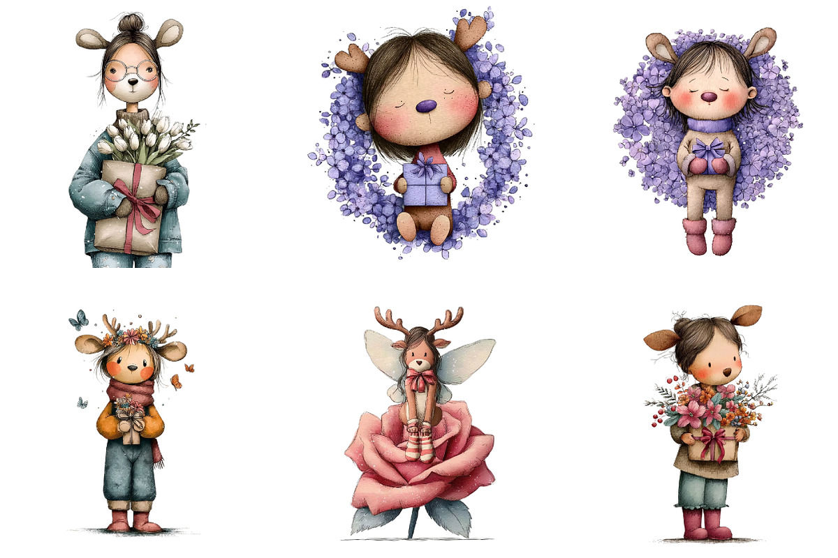 Whimsical Winter Kids Clipart, an Illustration by DreamArtGraphic (Photo 3 of 5)