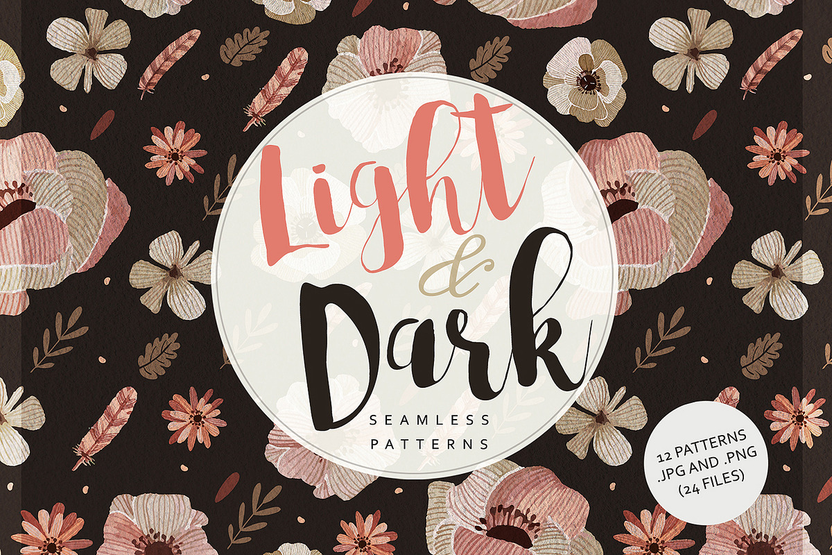 Light&Dark Botanical Patterns, a Pattern Graphic by Auberjean (Photo 5 of 5)