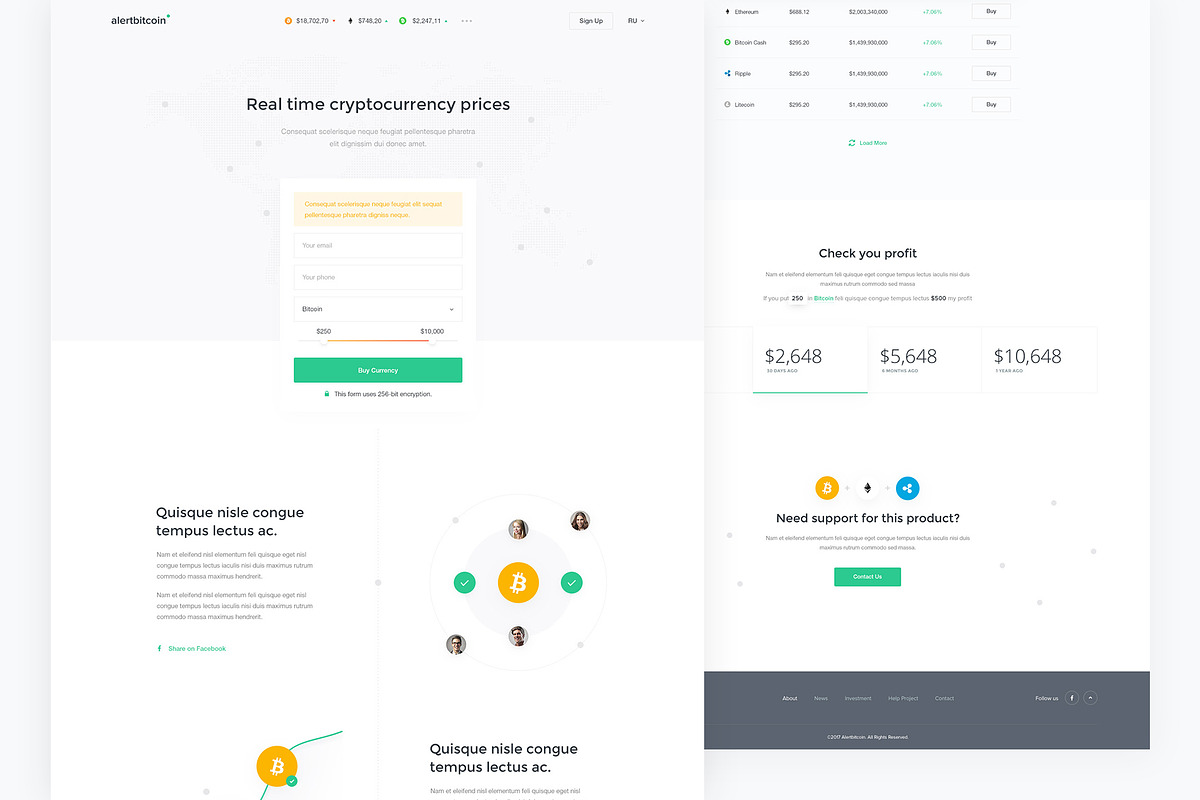 Alertbitcoin — Single Page PSD, a Landing Page Template by artemmashirov (Photo 2 of 3)