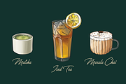 Tea Drinks set. Vector illustrations, a Food Illustration by Svitlo illustrations (Thumbnail 5 of 6)